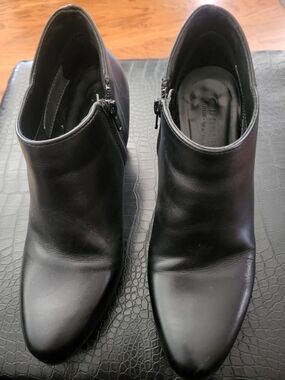 Classic Black Leather Ankle Booties Made In Canada.